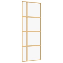 vidaXL Puerta corredera dorada de vidrio ESG transparente y aluminio