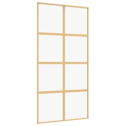 vidaXL Puerta corredera dorada de vidrio ESG transparente y aluminio