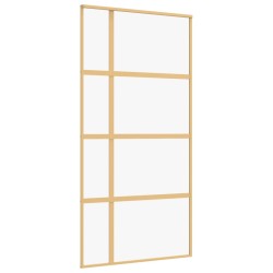 vidaXL Puerta corredera dorada de vidrio ESG transparente y aluminio