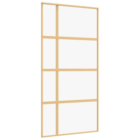 vidaXL Puerta corredera dorada de vidrio ESG transparente y aluminio