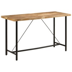 vidaXL Mesa alta de hierro y madera maciza de mango 180x70x107 cm