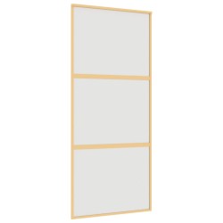 vidaXL Puerta corredera dorada vidrio ESG esmerilado aluminio 90x205cm