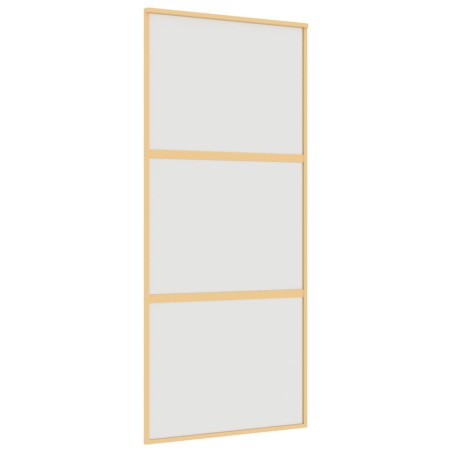 vidaXL Puerta corredera dorada vidrio ESG esmerilado aluminio 90x205cm