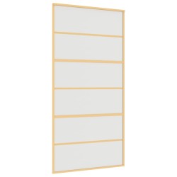 vidaXL Puerta corredera dorada de vidrio ESG esmerilado y aluminio