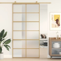 vidaXL Puerta corredera dorada de vidrio ESG esmerilado y aluminio