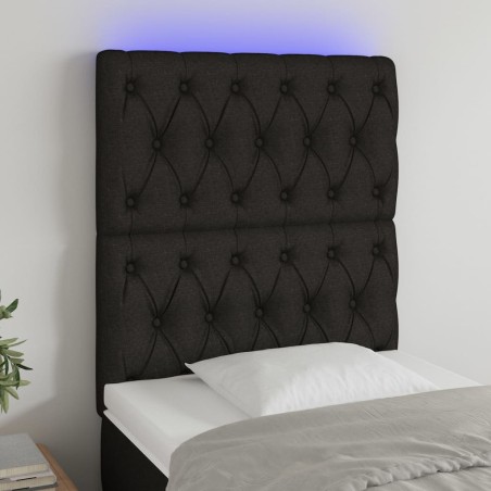 vidaXL Cabecero con luces LED tela negro 80x7x118/128 cm