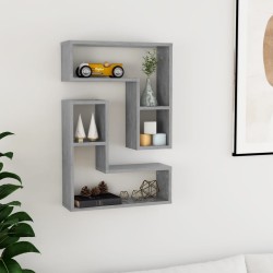 vidaXL Estantes de pared 2 uds contrachapado gris hormigón 50x15x50 cm