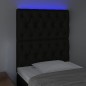 vidaXL Cabecero con luces LED tela negro 80x7x118/128 cm vidaXL Cabecero con luces LED tela negro 80x7x118/128 cm