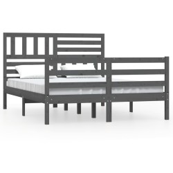 vidaXL Estructura de cama de madera maciza gris 160x200 cm