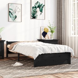 vidaXL Estructura de cama individual madera maciza negra 75x190 cm