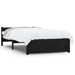 vidaXL Estructura de cama individual madera maciza negra 75x190 cm