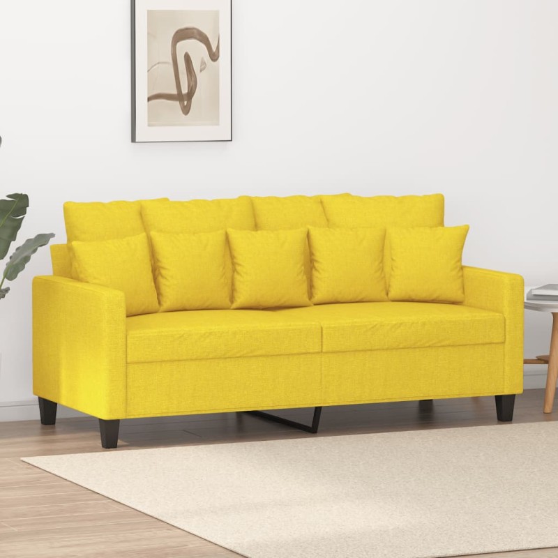 vidaXL Sofá de 2 plazas de tela amarillo claro 140 cm vidaXL Sofá de 2 plazas de tela amarillo claro 140 cm