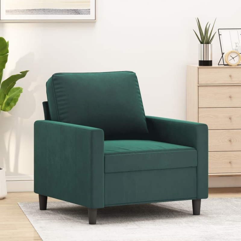 vidaXL Sillón de terciopelo verde oscuro 60 cm