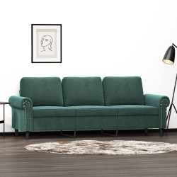 vidaXL Sofá de 3 plazas terciopelo verde oscuro 180 cm