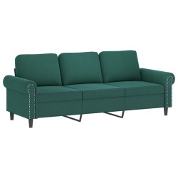 vidaXL Sofá de 3 plazas terciopelo verde oscuro 180 cm
