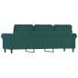 vidaXL Sofá de 3 plazas terciopelo verde oscuro 180 cm vidaXL Sofá de 3 plazas terciopelo verde oscuro 180 cm