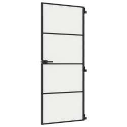 vidaXL Puerta interior delgada negra vidrio y aluminio 83x201,5 cm