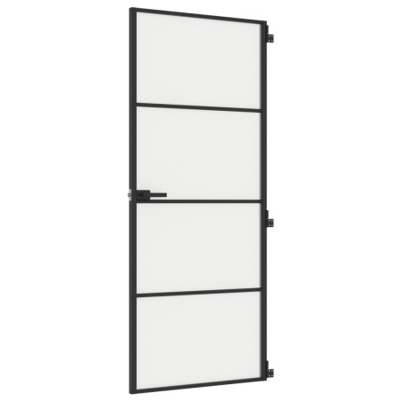 vidaXL Puerta interior delgada negra vidrio y aluminio 83x201,5 cm