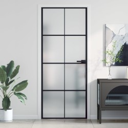 vidaXL Puerta interior delgada negra vidrio y aluminio 83x201,5 cm