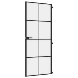 vidaXL Puerta interior delgada negra vidrio y aluminio 83x201,5 cm