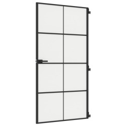 vidaXL Puerta interior delgada negra vidrio y aluminio 102,5x201,5 cm