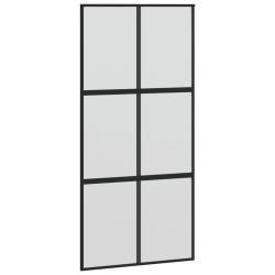vidaXL Puerta corredera vidrio templado y aluminio negra 102,5x205 cm