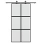 vidaXL Puerta corredera vidrio templado y aluminio negra 102,5x205 cm vidaXL Puerta corredera vidrio templado y aluminio negra 102,5x205 cm