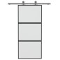 vidaXL Puerta corredera vidrio templado y aluminio negra 90x205 cm vidaXL Puerta corredera vidrio templado y aluminio negra 90x205 cm