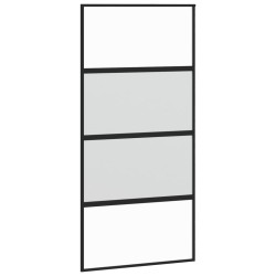 vidaXL Puerta corredera vidrio templado y aluminio negra 102,5x205 cm