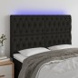vidaXL Cabecero con luces LED tela negro 144x7x118/128 cm vidaXL Cabecero con luces LED tela negro 144x7x118/128 cm