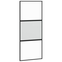 vidaXL Puerta corredera vidrio templado y aluminio negra 90x205 cm