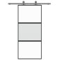 vidaXL Puerta corredera vidrio templado y aluminio negra 90x205 cm vidaXL Puerta corredera vidrio templado y aluminio negra 90x205 cm