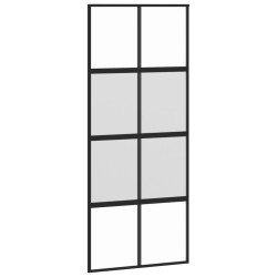 vidaXL Puerta corredera vidrio templado y aluminio negra 90x205 cm
