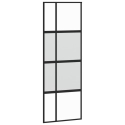 vidaXL Puerta corredera vidrio templado y aluminio negra 76x205 cm
