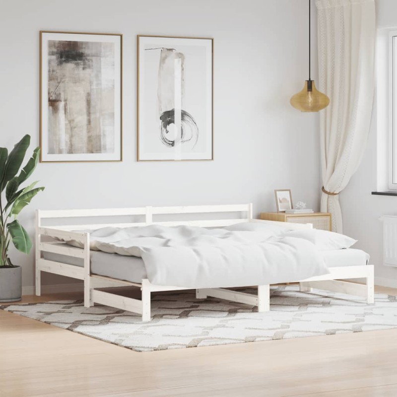 vidaXL Sofá cama nido madera maciza de pino blanco 80x200 cm vidaXL Sofá cama nido madera maciza de pino blanco 80x200 cm