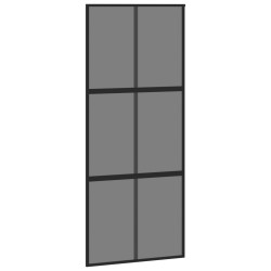 vidaXL Puerta corredera vidrio templado y aluminio negra 90x205 cm