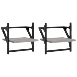vidaXL Estantes de pared con barras 2 uds gris Sonoma 30x25x30 cm