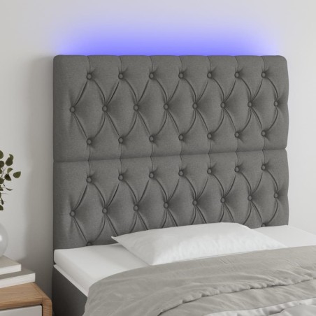 vidaXL Cabecero con luces LED tela gris oscuro 90x7x118/128 cm