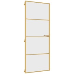 vidaXL Puerta de interior dorada vidrio templado y aluminio 83x201,5cm
