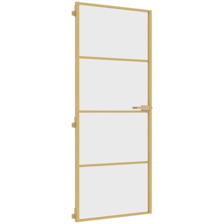 vidaXL Puerta de interior dorada vidrio templado y aluminio 83x201,5cm