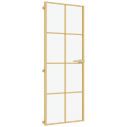 vidaXL Puerta de interior dorada vidrio templado y aluminio 76x201,5cm