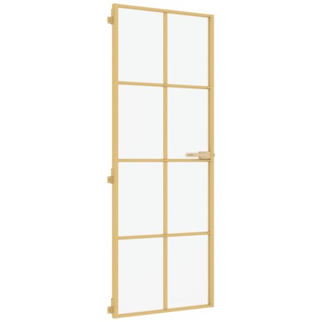 vidaXL Puerta de interior dorada vidrio templado y aluminio 76x201,5cm