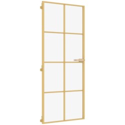 vidaXL Puerta de interior dorada vidrio templado y aluminio 93x201,5cm