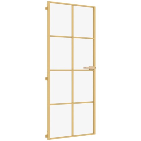 vidaXL Puerta de interior dorada vidrio templado y aluminio 93x201,5cm