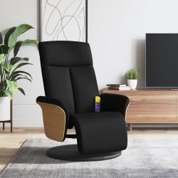 vidaXL Sillón reclinable de masaje con reposapiés tela negra