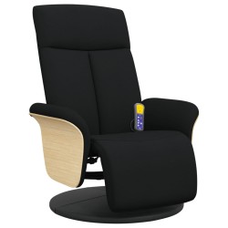 vidaXL Sillón reclinable de masaje con reposapiés tela negra