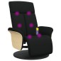 vidaXL Sillón reclinable de masaje con reposapiés tela negra vidaXL Sillón reclinable de masaje con reposapiés tela negra