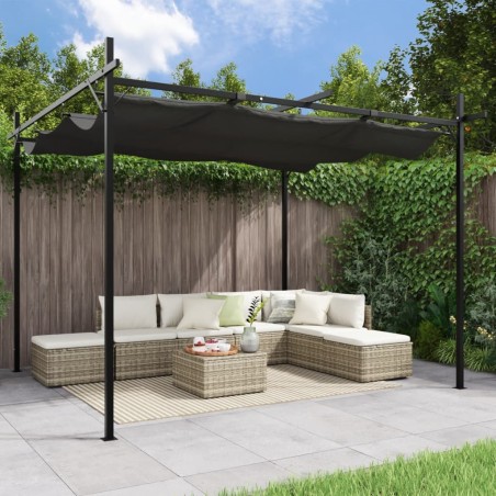 vidaXL Pérgola con cubierta retráctil gris antracita 295x292x230 cm