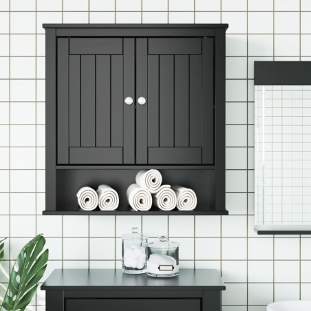 vidaXL Mueble de pared baño BERG madera maciza negro 69,5x27x71,5 cm