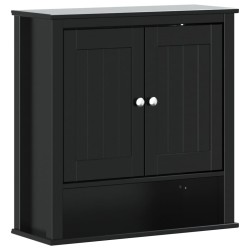 vidaXL Mueble de pared baño BERG madera maciza negro 69,5x27x71,5 cm